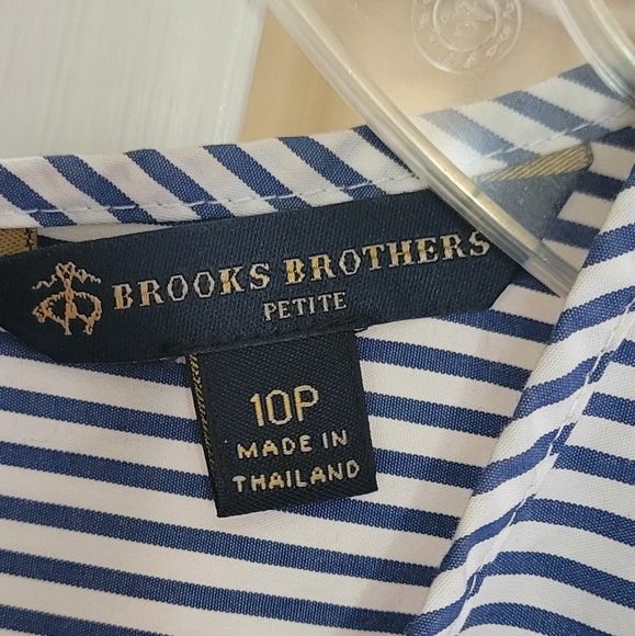 BROOKS BROTHERS Cotton Blue White Striped Peplum Top Size 10P - Picture 8 of 10